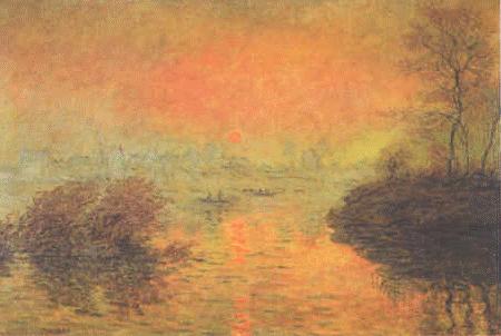 Claude Monet Sunset at Lavacourt Norge oil painting art